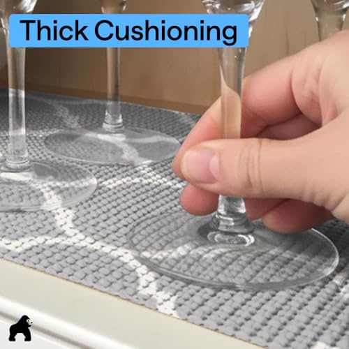 GORILLA GRIP powerGRIP Drawer Shelf and Cabinet Liner, Thick Strong Hold, Non-Adhesive Liners Protect Kitchen Cabinets and Cupboard, Bathroom Drawers, Easy Install, Breathable Mat, 12" x10' Quatrefoil - color: Quatrefoil: Gray/White, size: 12" X 10', styl