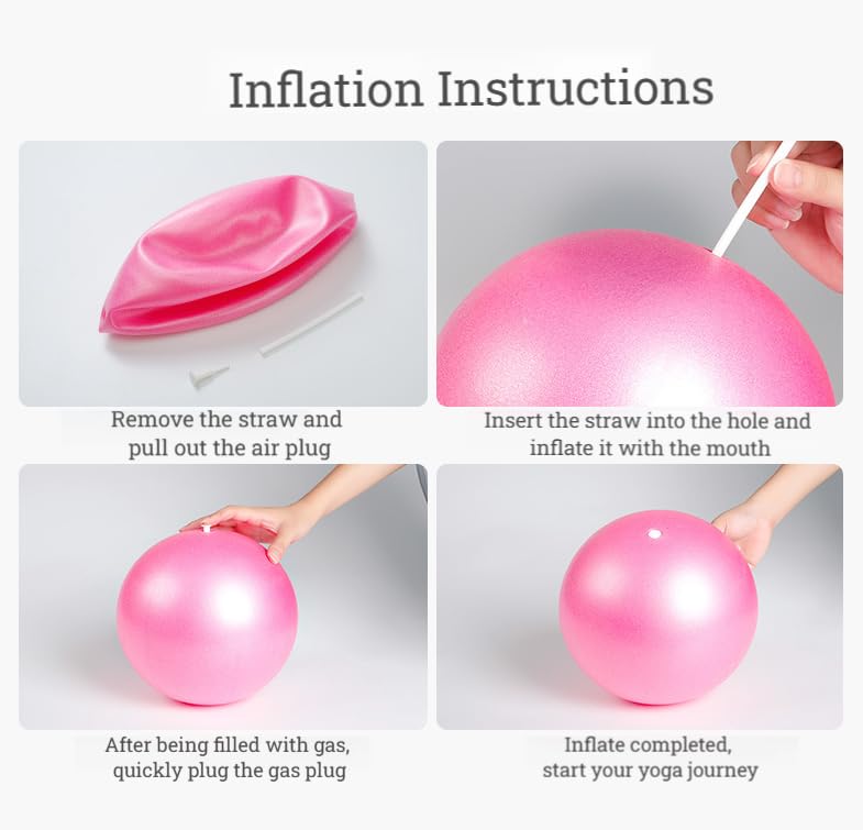 Exercise Ball, 9 Inch PVC Pilates Ball, for Physical Therapy, Yoga and Core Training - color: Pink