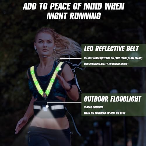Weighted Vest for Women Men, Sport Running Weighted Vest with Reflective Strips and LED Flashing Sash, 10lbs/20lbs Weight Vest for Strength Training and Workout