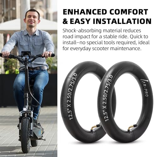 AR-PRO 12.5 x 2.5/2.75/3.0 Scooter Inner Tubes with TR87 Angled Valve Stems – Heavy-Duty Tubes Compatible with Razor Pocket Mod, MX350, MX400, Schwinn GT, Currie, and Mini Dirt Bikes (2-Pack) - size: 12.5x2.5/2.75/3.0 (TR-87) without Levers