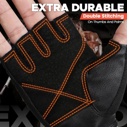 BEACE Weight Lifting Gym Gloves with Anti-Slip Leather Palm for Workout Exercise Training Fitness and Bodybuilding for Men & Women - color: Purple, size: Medium