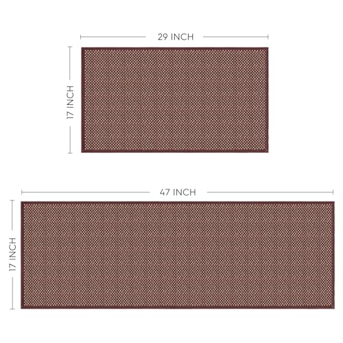 Artoid Mode Washable Non Slip Red Kitchen Rugs and Mats Set of 2, Rubber Backing Absorbent Kitchen Mats for Floor Front of Sink - 17x29 and 17x47 Inch - color: Red, size: 17" x 29" /17" x 47"