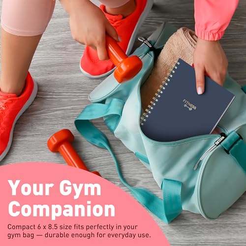 Sweetzer & Orange Fitness Planner Notebook – 6" x 8.5" Workout Log Book & Fitness Journal – 129 Pages with Measurement Tracker, Weight Tracker, Workout Planner, Food Log, 30 Day Challenge & Notes – Gold Spiral