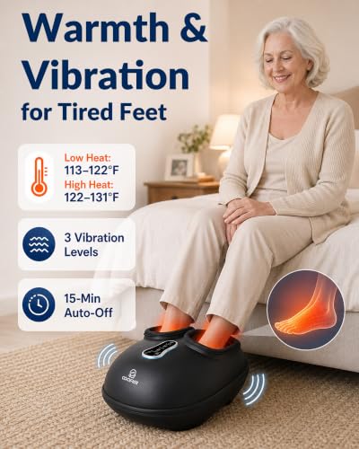 Shiatsu Foot Massager with Heat, Compression, Vibration Remote Control | 2026 Upgraded Biger Size 13, for Neuropathy, Plantar Fasciitis Relief, 5 Compression Levels, 3 Kneading Speeds, 2 Heat Levels - color: Matte-black