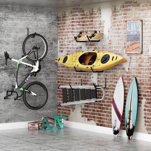 niffgaff Heavy Duty Garage Storage Hooks - 120 LB Capacity Wall Mounted Rack for Kayaks, Ladders, and Bikes - color: Black 2 pack
