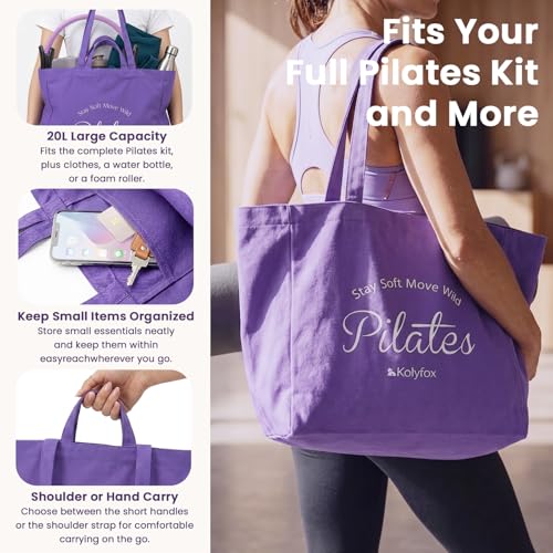 Pilates Kit for Home Workouts with 15" Pilates Ring, Core Ball & Bands | Pilates Set for Beginners with Tote Bag & Guide, Pilates Equipment for Full-Body Training