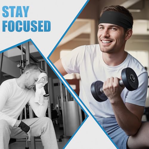 Sukeen Cooling Sports Headbands for Men: Instant Cooling Moisture Wicking Sweatbands Non-Slip Elastic Mens Headband Gym - color: Black, 4 pack
