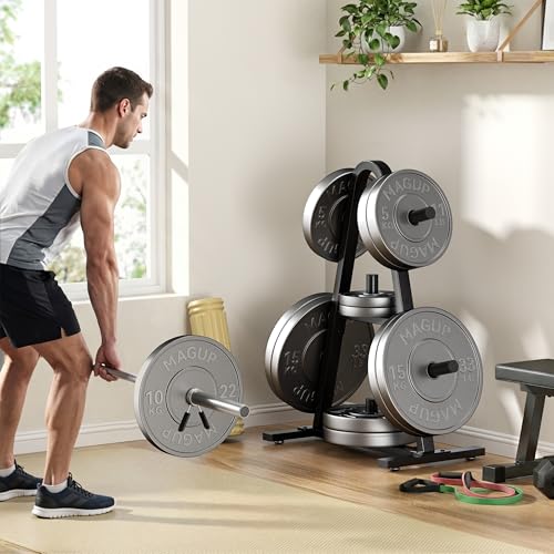 Weight Plate Rack 400LBs, Weight Tree Holder for Home Gym, Barbell & Bumper - size: for Olympic Weight Plate