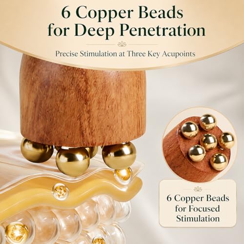 Eye Roller for Puffy-Looking Eyes, 1Pc Facial Massage Tool with Rosewood Handle and Copper Beads, Eye Massage Stick, Under Eye Roller Tool for Face Self Care - color: Rosewood Dark