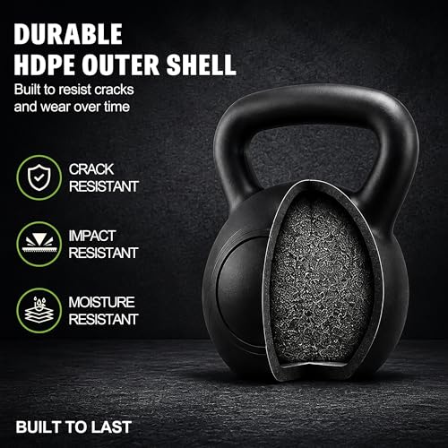 ALTLER Vinyl Plastic Concrete Kettlebell 10-50LBS Safe Strength Training Kettlebell Anti-Slip Grip Weight for Home Workouts and Men/Women/Beginners - size: 15LB