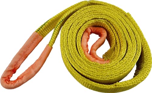 Everest C1130-2" x 3' Yellow Flat Sling Eye to Eye/Lifting Sling for Construction, Lifting, Moving, Hoisting - Strap Heavy Duty - 1-Pack 6400lbs WLL