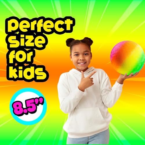 PlayBolt Rainbow Playground Ball - 8.5Inch (Pack of 1) Rubber Bouncy Inflatable Balls for Kids and Adults, Indoor and Outdoor Games, Kickball, Dodgeball, Four Square, and More - size: 8.5-Inch - Pack of 1