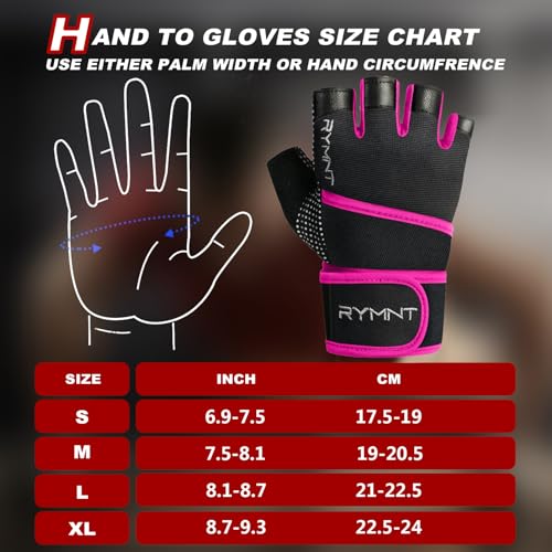 Workout Gloves with Wrist Wrap Support, Weight Lifting Gloves with Full Palm Protection & Extra Grip for Men Women Gym Exercise, Fitness, Weightlifting, Pull ups - color: Pink, size: Large