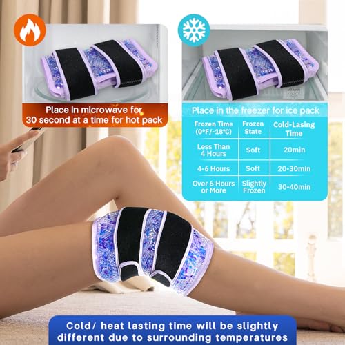 Knee Ice Pack Wrap for Pain Relief Reusable Gel Ice Wrap for Leg Injuries Swelling Knee Replacement Post-Surgery Recovery Adjustable Cold Compression Therapy Wrap for Arthritis (Light Purple-2 Pack) - color: Light Purple-2 Pack