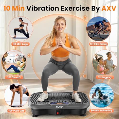 AXV Vibration Plate Fitness Platform Exercise Machine Vibrating Shaking Full Body Shaker Workout Vibrate Stand Shake Board Sport for Weight Loss Fat Burner for Gym Home Office - color: BT.PRO.GRAY
