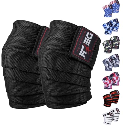 DEFY Knee Wraps for Weightlifting - Provides Knee Support for Powerlifting, Squats & Fitness Workouts - color: Black
