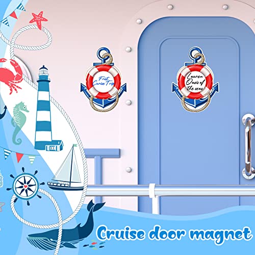Sherr 2 Pcs Cruise Door Magnets for Cruise Ship Door Decorations with 3 Pcs Paint Pens Anchor Car Magnets Life Buoy Stickers Nautical Ship Fridge Refrigerator Decor for Carnival