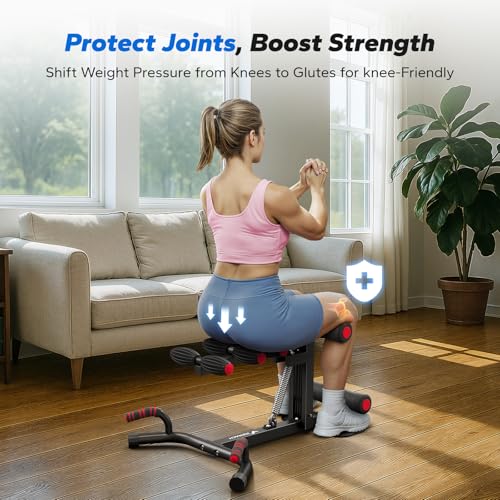 MERACH Deep Squat Machine for Women, Adjustable Glutes Trainer Machine, Core & Leg Exercise, Push Up Board Workout Equipment at Home Gym - color: Black&Red, size: Large