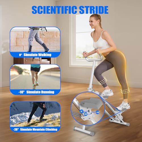 YYJO Foldable Stair Stepper 3 Adjustable Resistance Stair Climber with Handle Bar Cardio Exercise Machine for Home - color: White with Resistance
