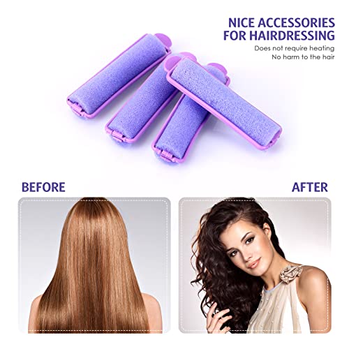 Syhood 43 Pcs Foam Sponge Hair Rollers Women 0.59 Inch Soft Sleeping Curlers Flexible Sponge Curler Tool and Rat Tail Comb for Hair Styling Hairdressing Overnight Curl and Volume(Purple) - color: Purple
