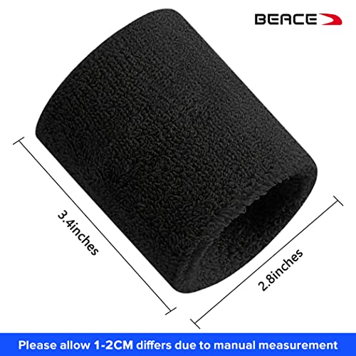 BEACE Sweatbands Sports Wristband for Men & Women - Moisture Wicking Athletic Cotton Terry Cloth Sweatband for Tennis, Basketball, Running, Gym, Working Out - color: Rainbow