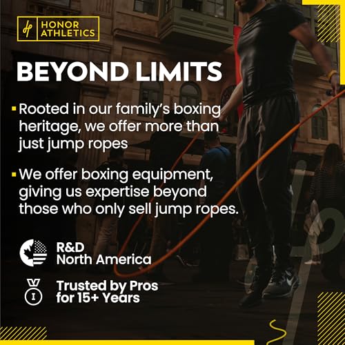 Honor Athletics 3.0 Muay Thai Style Weighted Jump Rope/Crafted for High-Intensity Training/Muay Thai & MMA - Lasting PVC Jump Rope - Heavy 1.1lb PVC Jump Ropes for Fitness - color: Yellow