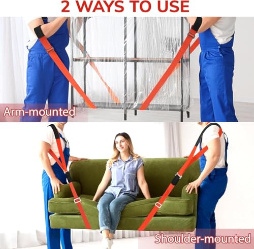 Ytonet Moving Straps, Lifting Straps for Move Furniture, 2-Person Shoulder Lifting and Moving System for Appliances, Mattresses, Heavy Objects up to 800lbs, 145 Inches Long Easy to Move, Lift, Orange - size: 145 inches