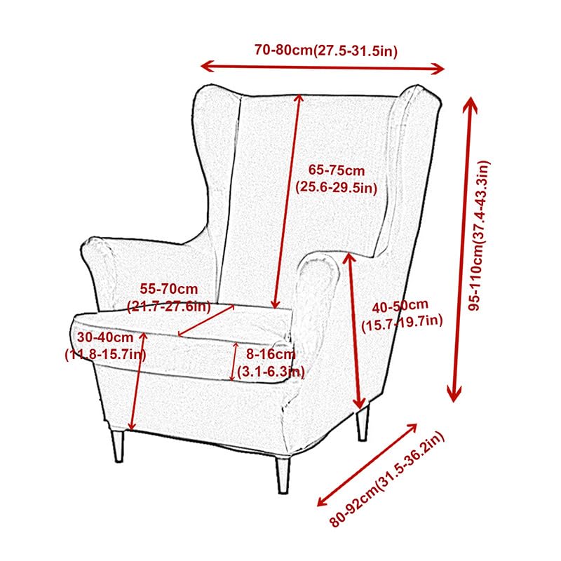 NILUOH Wingback Chair Slipcover 2 Pieces, Stretch Spandex Wingback Chair Covers Washable Slipcover for Wingback Armchairs Non-Slip Furniture Protector with Elastic Bottom for Living Room - color: Butterfly