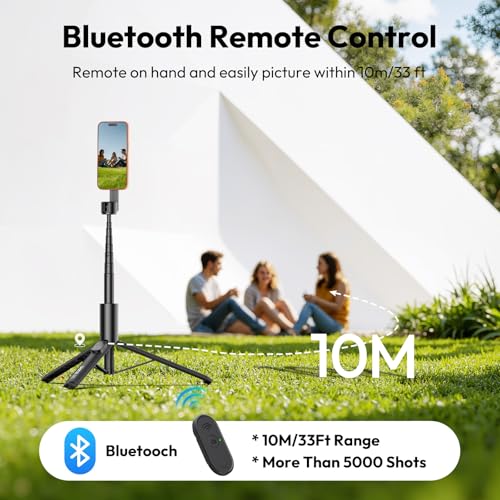 ULANZI Magnetic Phone Tripod for iPhone, SK27 67" Extendable Selfie Stick with Remote, 360° Rotatable Cell Phone Tripod Stand, Strong Magnet Holder for iPhone 17 16 15 14 13 12 Series for MagSafe