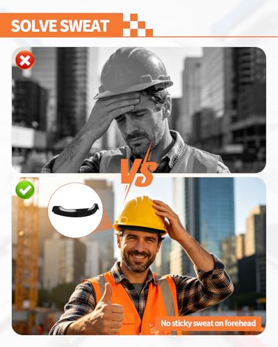 6 PCS Hard Hat Liner, Hard Hat Sweatband, Washable Hardhat Sweatband, Reusable Flame Retardant Cotton Hard Hats Sweat for Chainsaw Helmet, Hard Hats Liner Replacement, Welding Helmet - color: Black