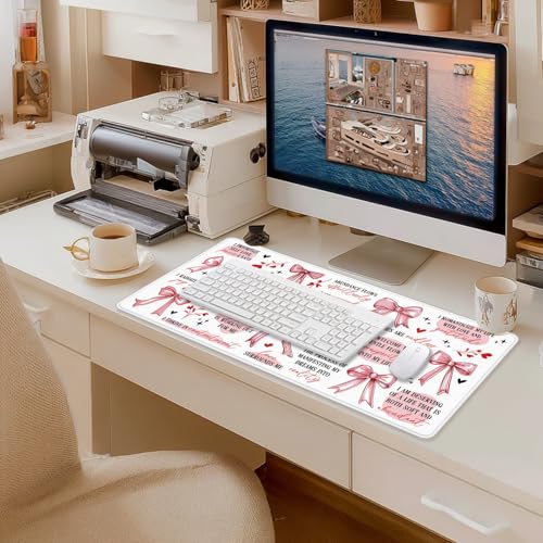 Coquette Preppy Pink Bow Inspirational Large Mouse Pad 31.5x15.7inch, Daily Reminders Large Extended Computer Desk Mat Mousepad for Keyboard and Mouse, Girly Office Desk Accessories - color: Color 03