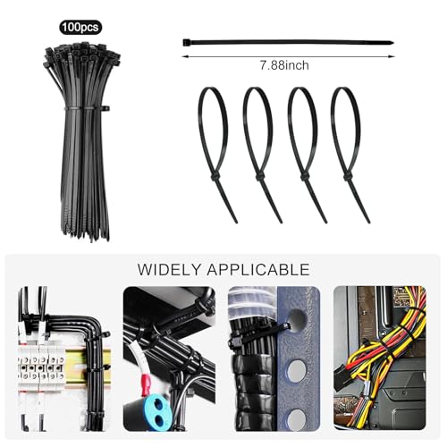 137PCS Cable Management Kit 4 Cable Sleeve Split 100 Cable Zip Ties 10 Cable Clips 15 Adhesive Wall Cable Tie 10 Cable Zip Tie for TV Computer Office Home Under Desk - color: Black