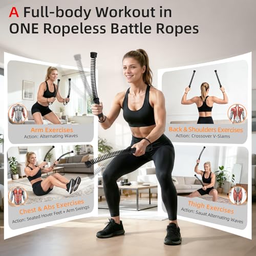 Abahub Weighted Ropeless Battle Rope, Portable Silent Cordless Battle Ropes, Space Saving Home Gym No Battle Ropes with Storage Bag, 2PCS Black - Set B - color: Black