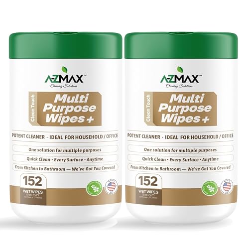 A-Z Max Multi Purpose Cleaning Wipes, Multi Surface Home Cleaner Wipes for Home, 7 x 7 Inch Thick Durable Streak Free Cloths, 304 Count - size: 1 Count (Pack of 304)
