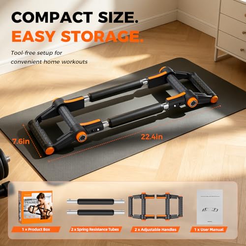 Twister Arm Trainer, 3-Mode Chest Exerciser with Push Up Bars | 50/80/110 LBS Resistance, Power Twister Bar, Upper Body Workout Equipment, For Home Gym, Chest Arms Shoulders