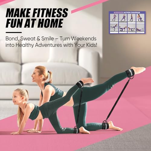KUZARO Ankle Resistance Bands with Cuffs, Ankle Weights Bands for Working Out, Women Leg and Glutes Workout Equipment, Exercise Bands for Kickbacks, Butt and Booty Trainer, Home Gym Fitness Equipment - color: glossy black