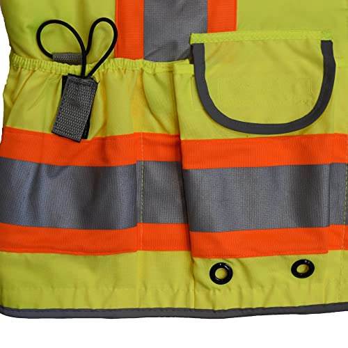 Radians SV55 Class 2 Heavy Woven Two Tone Engineer Vest with Padded Neck to Support Extra Weight in Cargo Pockets, Green, 2X-Large - color: Green, size: XX-Large