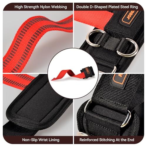 1 Pair Weight Lifting Straps with D Rings for Cable Machine Workout, Neoprene Padded Wrist Straps for Weightlifting Deadlifting, Non-Slip Wrist Support for Men Women - color: Red