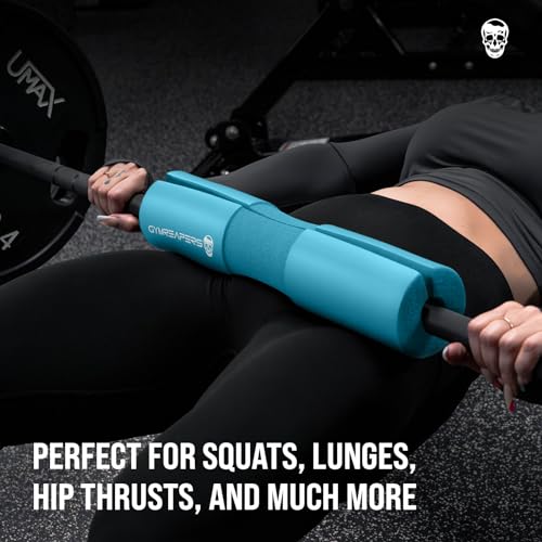 Gymreapers Barbell Squat Pad - Protective Bridge Pad For Hip Thrust, Squats, Lunges - Hip Support, Neck Protection For Bar - color: Cyan