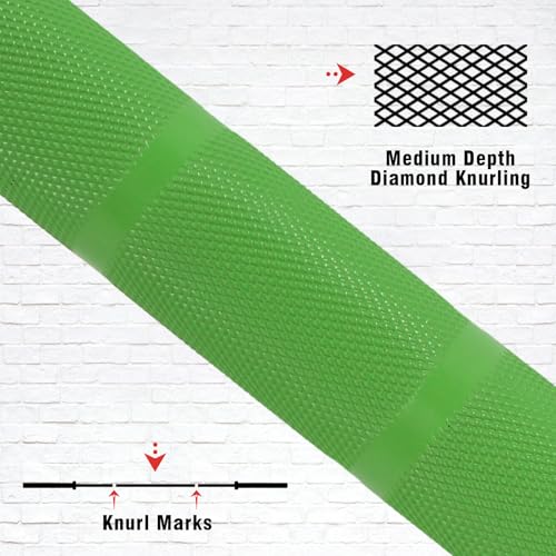 7ft Olympic Barbell 28mm 45lb – 500/700/1000LB Bar for Home Gym | Ceramic coated steel. Smooth spinning sleeves. Fits 2" plates. For snatch, clean and jerk, squats, deadlifts, bench press. - color: Green-1000LBS