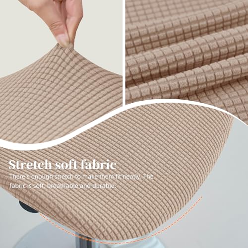 Gollense Bar Stool Covers with Backs, Set of 4 Stretch Jacquard Barstool Seat Covers, Washable Swivel Pub Counter Height Chair Slipcover Protector for Home Kitchen Cafe (Jacquard-Khaki) - color: Jacquard-khaki