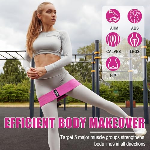 Seenelling 36 Pcs Fabric Resistance Bands for Working Out Non Slip Stretch Exercise Bands Bulk for Women Men Home Gym, Pilates, Yoga, Booty, Leg Training - color: Rose Pink, style: Heavy Resistance