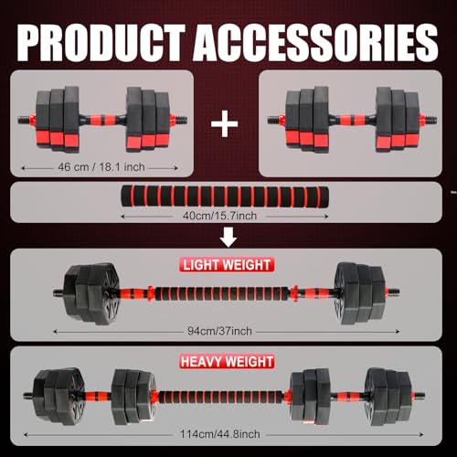 Adjustable Dumbbell Set, 5-44 lbs Free Weight Set with Connector, Convertible Dumbbell, Barbell, Push-up, Home Gym Fitness Weight for Men Women - color: SQ-44POUNDS