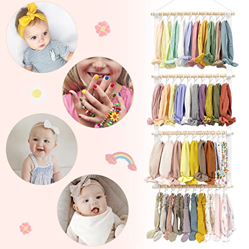 POVETIRE Headband Holder for Girls Baby Headband Organizer Head Bands Hair Accessories Display Organizer Wall Hanging Decor for Nursery Toddler Girl Room - color: White-1