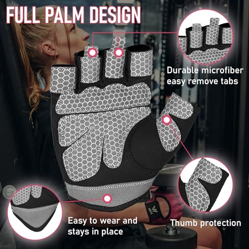 WESTWOOD FOX Weight Lifting Gloves for Men Women Gym Gloves with Wrist Wrap Support for Workout Training Exercise Fitness Hanging, Pull ups for Dumbbell, Cycling - color: Pink Without Wrist Support, size: Small
