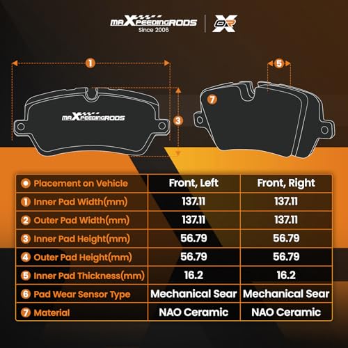 maXpeedingrods D929 NAO Ceramic Front Brake Pad Set for Saab 9-2X 2005-2006 | for Subaru Baja 2003-2006, Forester 2003-2013, Impreza 2002-2013, Legacy Outback 2001-2013 - size: D929&P-929
