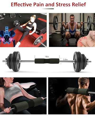 Barbell Squat Pad Set- Nylon Padding AntiSlip- Thick Foam Barbell Pad for Squats Cushion,Lunges&Bar Padding for Hip Thrusts -Standard Olympic Weight Bar Pad (Wrist Straps Weightlifting-Ankle Straps) - color: ArmyGreen