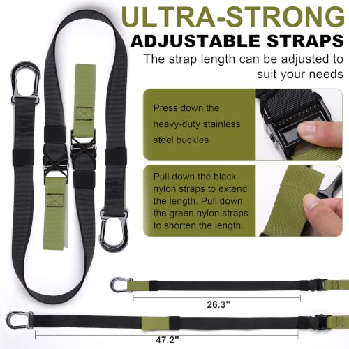 Home Resistance Training Kit | Full-Body Workout with Suspension Trainer Straps, Door Anchor, Handles, and Carrying Bag | Complete Home Gym Equipment - color: Army Green