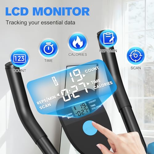 DERACY Ab Workout Machine Adjustable Ab Trainer Abdominal Trainer for Home Gym Foldable Ab Crunch Machine for Core 440 LBS - color: Blue