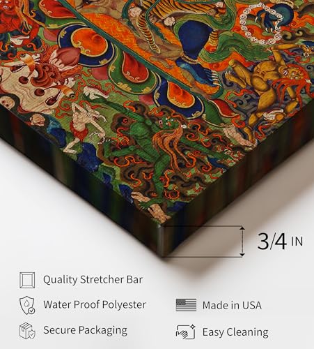 Monem Art Four Faced Mahakala Canvas - Retro Mahakala Print - Tibet Art - Buddhism Art - Gift for Men & Women - Decor for Living Room, Bedroom, Dorm or Office - Available in 8x10 to 30x40 - color: Style-13